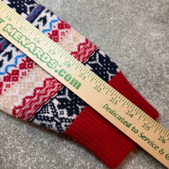 JCrew Fair Isle Crewneck Lambs Wool Blend Sweater 2X Red Navy Winter Christmas - Picture 14 of 16